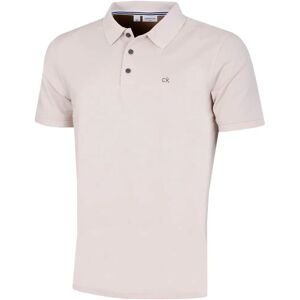 Calvin Klein Mens Campus 3 Button Ribbed Collar Golf Polo Shirt - Stone Calvin Klein Mens Campus 3 Button Ribbed Collar Golf Polo Shirt - Stone