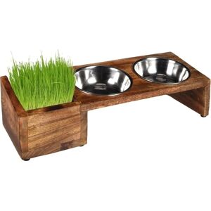 Flamingo Lela Double Cat Food & Grass Bowl - Natural Flamingo Lela Double Cat Food & Grass Bowl - Natural