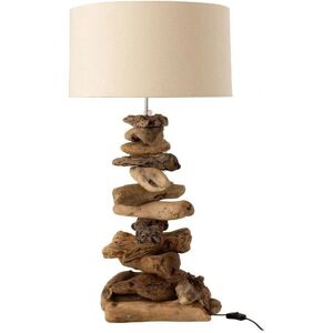 Lampe de table J-Line en bois flotté et coton beige - Naturel - Publicité Lampe de table J-Line en bois flotté et coton beige - Naturel - Publicité