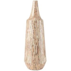 Vase Beige Nuye Fles en Coquillages/Papier - J-Line - Publicité Vase Beige Nuye Fles en Coquillages/Papier - J-Line - Publicité