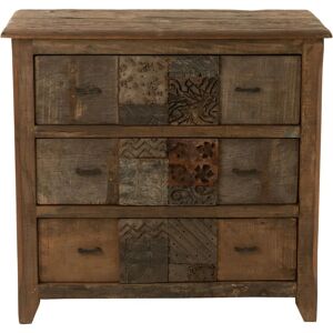 Armoire vintage en bois J-Line avec 3 tiroirs - Armoire - Publicité Armoire vintage en bois J-Line avec 3 tiroirs - Armoire - Publicité