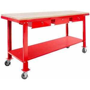 Bureau de travail MW Tools - Structure en métal Époxy Rouge 200cm avec 3 tiroirs - Publicité Bureau de travail MW Tools - Structure en métal Époxy Rouge 200cm avec 3 tiroirs - Publicité