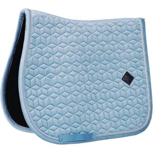 Tapis de selle en velours bleu - Couture étoilée - Double bordure - Publicité Tapis de selle en velours bleu - Couture étoilée - Double bordure - Publicité