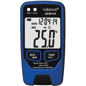 Registrador de datos Velleman - Temperatura y humedad - USB - LCD - Negro/Azul Registrador de datos Velleman - Temperatura y humedad - USB - LCD - Negro/Azul