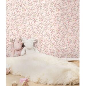 Grandeco Pink Floral Wallpaper - Animal Textured Vinyl Wallcovering Grandeco Pink Floral Wallpaper - Animal Textured Vinyl Wallcovering