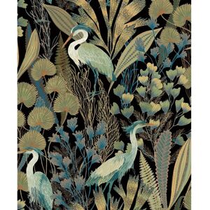 Grandeco Ciara Heron Wallpaper Black - Wallpaper Grandeco Ciara Heron Wallpaper Black - Wallpaper