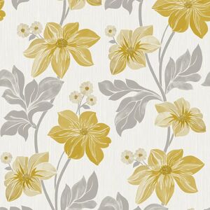 Grandeco Yellow Wallpaper - Clematis Trail A73002 Grandeco Yellow Wallpaper - Clematis Trail A73002