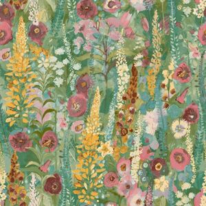 Grandeco Green Pink Floral Forest Vinyl Wallpaper - Wallpaper Grandeco Green Pink Floral Forest Vinyl Wallpaper - Wallpaper