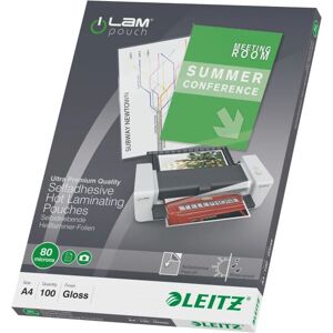 Leitz Model 33872 Self-Adhesive Laminator Pouches - A4 - 80 Micron - Pack of 100 Leitz Model 33872 Self-Adhesive Laminator Pouches - A4 - 80 Micron - Pack of 100