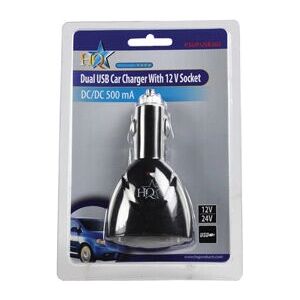 Chargeur de voiture HQ USB 202 - Double USB, 12V, Noir Chargeur de voiture HQ USB 202 - Double USB, 12V, Noir