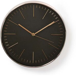 Nedis Model CLWA013PC30BK Round Black Rose Gold Wall Clock Nedis Model CLWA013PC30BK Round Black Rose Gold Wall Clock