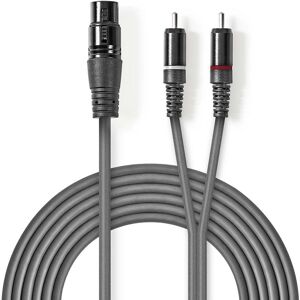 Câble audio équilibré Nedis - 3 m XLR à RCA Gris Câble audio équilibré Nedis - 3 m XLR à RCA Gris