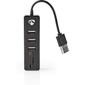 Nedis USB Hub with Card Reader - 3 Ports - Black Nedis USB Hub with Card Reader - 3 Ports - Black