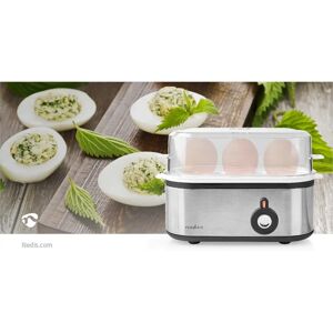 Nedis Äggkokare | 3 ägg | Mätkoppar | Aluminium / Svart Nedis Äggkokare | 3 ägg | Mätkoppar | Aluminium / Svart