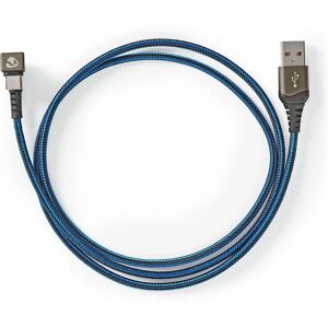 Nedis USB Cable - USB A to USB C - 1m - Black, Blue - Round Nylon Nedis USB Cable - USB A to USB C - 1m - Black, Blue - Round Nylon