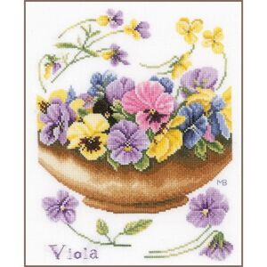 Lanarte kruissteekpakket - Wit - Violen - 24x30cm Lanarte kruissteekpakket - Wit - Violen - 24x30cm