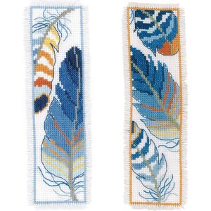 Vervaco Blaue Federn Lesezeichen-Set - Kreuzstich Baumwolle Vervaco Blaue Federn Lesezeichen-Set - Kreuzstich Baumwolle
