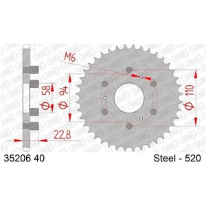 Piñón trasero de acero AFAM Modelo 35206 - 520 Piñón trasero de acero AFAM Modelo 35206 - 520