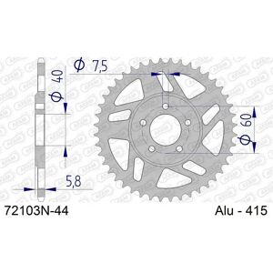 Piñón trasero de aluminio AFAM - 44 dientes, 415 cadena - KTM Piñón trasero de aluminio AFAM - 44 dientes, 415 cadena - KTM