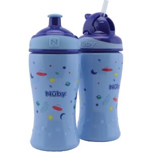 Nuby Botella de agua azul 360ml a prueba de fugas con pajilla y tapa abatible Nuby Botella de agua azul 360ml a prueba de fugas con pajilla y tapa abatible