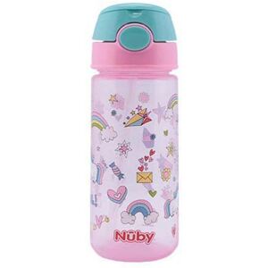 Copo Nûby Rosa 540ml com Botão e Canudo Macio - Copo Copo Nûby Rosa 540ml com Botão e Canudo Macio - Copo