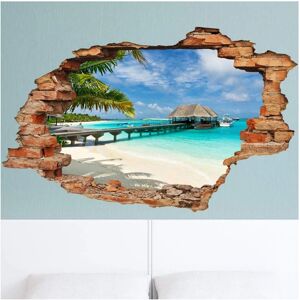 Ambiance Sticker Palms Bungalow Wall Sticker 3D Effect - Wall Sticker Ambiance Sticker Palms Bungalow Wall Sticker 3D Effect - Wall Sticker