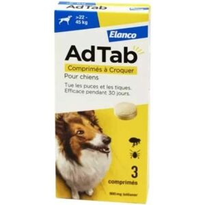 Elanco ELANCO Adtab Antiparasitaire 900Mg pour Chiens 22-45kg - Anti-Parasitic - Publicité Elanco ELANCO Adtab Antiparasitaire 900Mg pour Chiens 22-45kg - Anti-Parasitic - Publicité