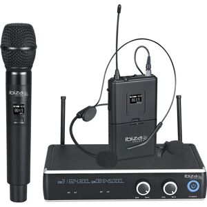Sistema de micrófono inalámbrico Ibiza - Mano, Toma de corbata, Auriculares - 2 Canales UHF Sistema de micrófono inalámbrico Ibiza - Mano, Toma de corbata, Auriculares - 2 Canales UHF