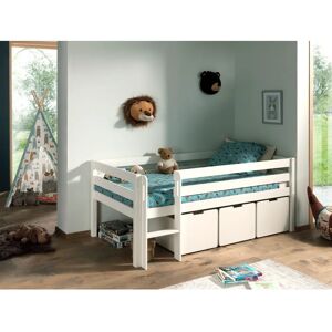 Vipack Pino Cama nido blanca con almacenamiento y escalera Vipack Pino Cama nido blanca con almacenamiento y escalera