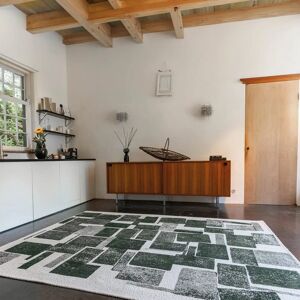 Louis De Poortere Lucia Sycamore Rug - Green/ Ivory - Modern Geometric Style Louis De Poortere Lucia Sycamore Rug - Green/ Ivory - Modern Geometric Style