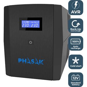 Phasak Sirius UPS 1260VA - Compacto, 4 Tomas, LCD Phasak Sirius UPS 1260VA - Compacto, 4 Tomas, LCD