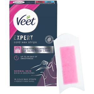 Veet Veet Expert Kaldvoksstrips Bikini & Underarms - 16 stk Veet Veet Expert Kaldvoksstrips Bikini & Underarms - 16 stk