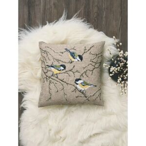 Linnen kussenhoes met vogelborduursel - 40x40 cm Linnen kussenhoes met vogelborduursel - 40x40 cm