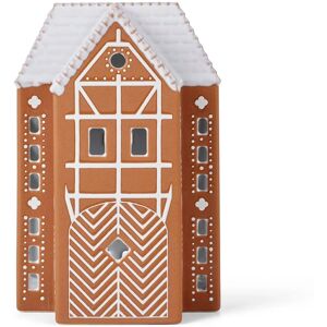 Kähler Peberkagehus - 17cm - Hvid/Brun - Julelysestage Kähler Peberkagehus - 17cm - Hvid/Brun - Julelysestage