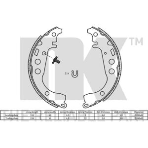 NK 2745617 - Brake Shoes Kit for Toyota Yaris, Prius, Celica - Brake Shoes NK 2745617 - Brake Shoes Kit for Toyota Yaris, Prius, Celica - Brake Shoes