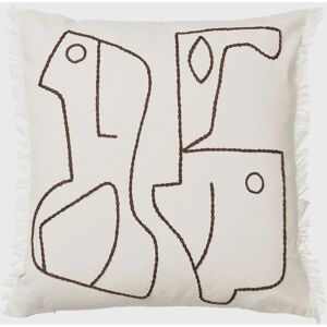 Ferm Living - Cuscino Figura 50x50 cm - Bianco con Caffè - Cotone Biologico - Decorazione Casa Ferm Living - Cuscino Figura 50x50 cm - Bianco con Caffè - Cotone Biologico - Decorazione Casa