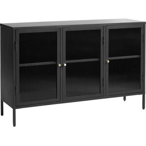 Buffet Noir Unique Furniture - 3 Sections avec Portes en Verre - Publicité Buffet Noir Unique Furniture - 3 Sections avec Portes en Verre - Publicité