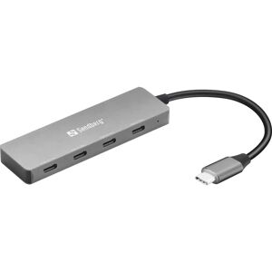 Sandberg USB-C Hub - 4 ports USB-C, Gris - USB-C Hub Sandberg USB-C Hub - 4 ports USB-C, Gris - USB-C Hub