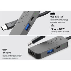 LINQ byELEMENTS LQ48000 Dock de Portátil - 4K, 100W, HDMI, USB-C LINQ byELEMENTS LQ48000 Dock de Portátil - 4K, 100W, HDMI, USB-C