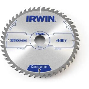 Irwin 216mm Circular Saw Blade - Durable, ATB, 48T, 30mm bore Irwin 216mm Circular Saw Blade - Durable, ATB, 48T, 30mm bore