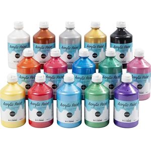 Creotime Metallische Acrylfarbe A-Color - Verschiedene Farben - 15 x 500 ml - Malen Creotime Metallische Acrylfarbe A-Color - Verschiedene Farben - 15 x 500 ml - Malen