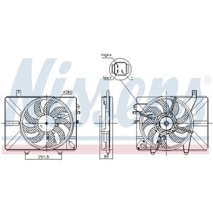 NISSENS 850052 Ventola Radiatore - 360mm, 192W, 9 Pale NISSENS 850052 Ventola Radiatore - 360mm, 192W, 9 Pale