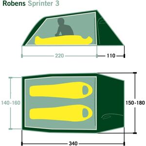 Robens Sprinter 3 LW - Summer Tunnel Tent - Fits 2-3 People Robens Sprinter 3 LW - Summer Tunnel Tent - Fits 2-3 People