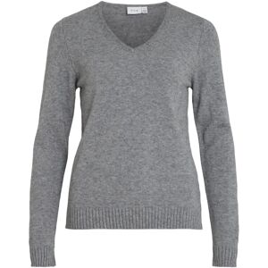 Vila Viril V-Ausschnitt L/s Strickoberteil - Noos (14042769) - Mittelgrau Melange Vila Viril V-Ausschnitt L/s Strickoberteil - Noos (14042769) - Mittelgrau Melange