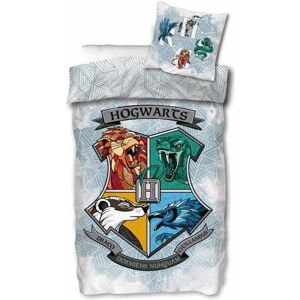 Harry Potter Hvid Bomuld Sengetøj - 140x200cm - 2-i-1 Hogwarts Logo Harry Potter Hvid Bomuld Sengetøj - 140x200cm - 2-i-1 Hogwarts Logo