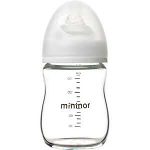 Mininor Glas Babyflaske - 160ml - Hvid - Ergonomisk Mininor Glas Babyflaske - 160ml - Hvid - Ergonomisk