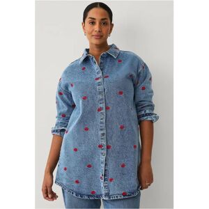 Zizzi - jFlower L/S Shirt - Blå - Skjorte Zizzi - jFlower L/S Shirt - Blå - Skjorte