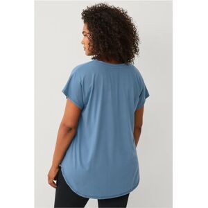Zizzi - Bas Topp S/S Hi-lo Blå - Kvinnor Zizzi - Bas Topp S/S Hi-lo Blå - Kvinnor