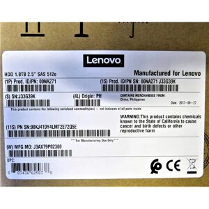 Lenovo 00NA272 1.8TB SAS Hard Drive - 10K RPM - 2.5" - Tier 1 Lenovo 00NA272 1.8TB SAS Hard Drive - 10K RPM - 2.5" - Tier 1