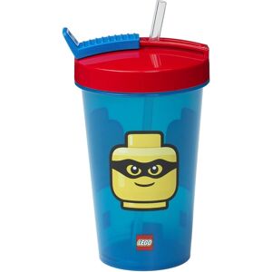 LEGO Blå/Rød Vandflaske - 500ml - Aftageligt Silikonstrå - Fødevaregodkendt LEGO Blå/Rød Vandflaske - 500ml - Aftageligt Silikonstrå - Fødevaregodkendt